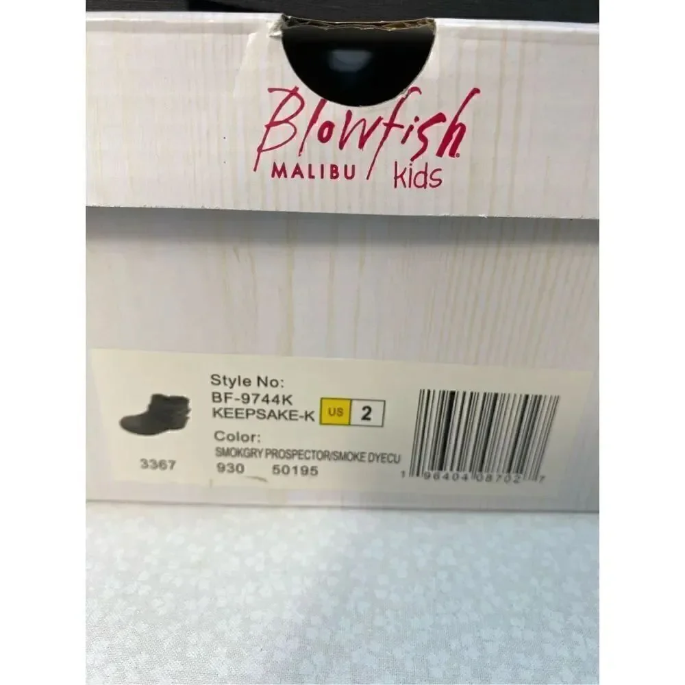 Blowfish Malibu Girls Size 2 Keepsake-k Ankle Boot in Smokey Gray